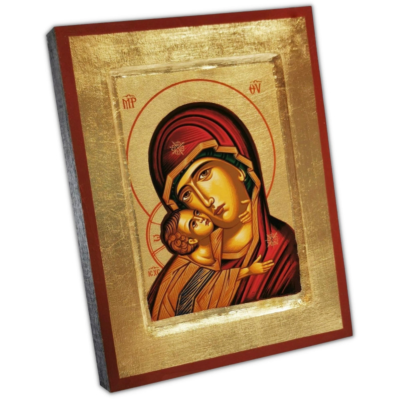 Face avant icône artisanale avec certificat d'authenticité, Vierge de Korsun, 14cm X 18cm