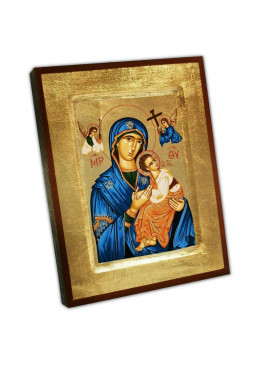 Face avant icône artisanale avec certificat d'authenticité, Notre Dame du Perpétuel Secours, 14cm X 18cm